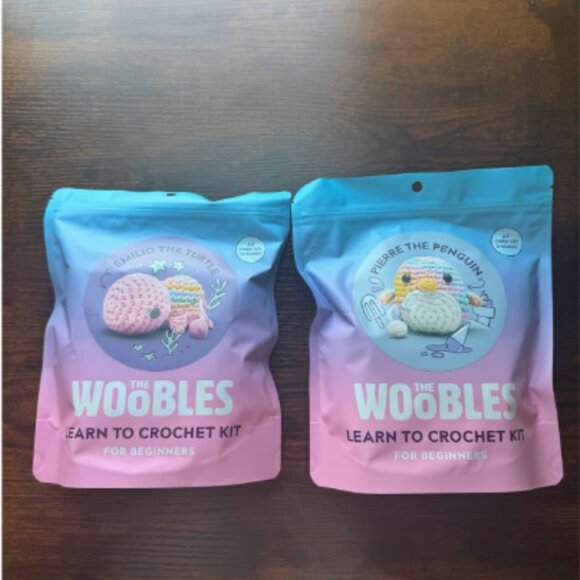 *Rare Bundle* Woobles Pastel Pierre the Penguin & Emilio the Turtle Crochet Kits - Picture 1 of 2